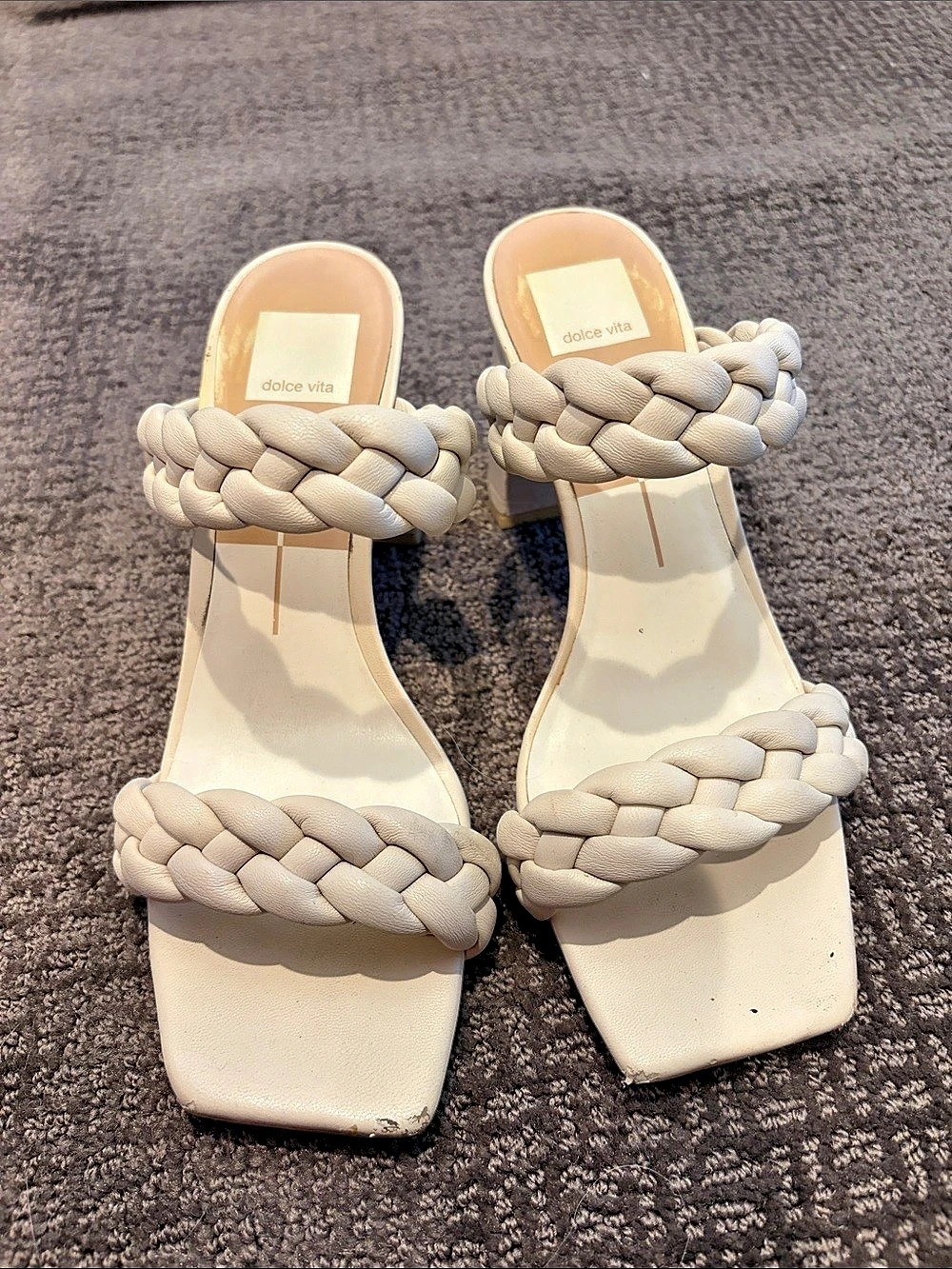 dolce vita Paily Braided Block Heel Sandal in Cream